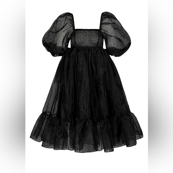 Selkie Caviar French Puff Dress Midi Black Polka Dot Organza XL NWT - Picture 14 of 14